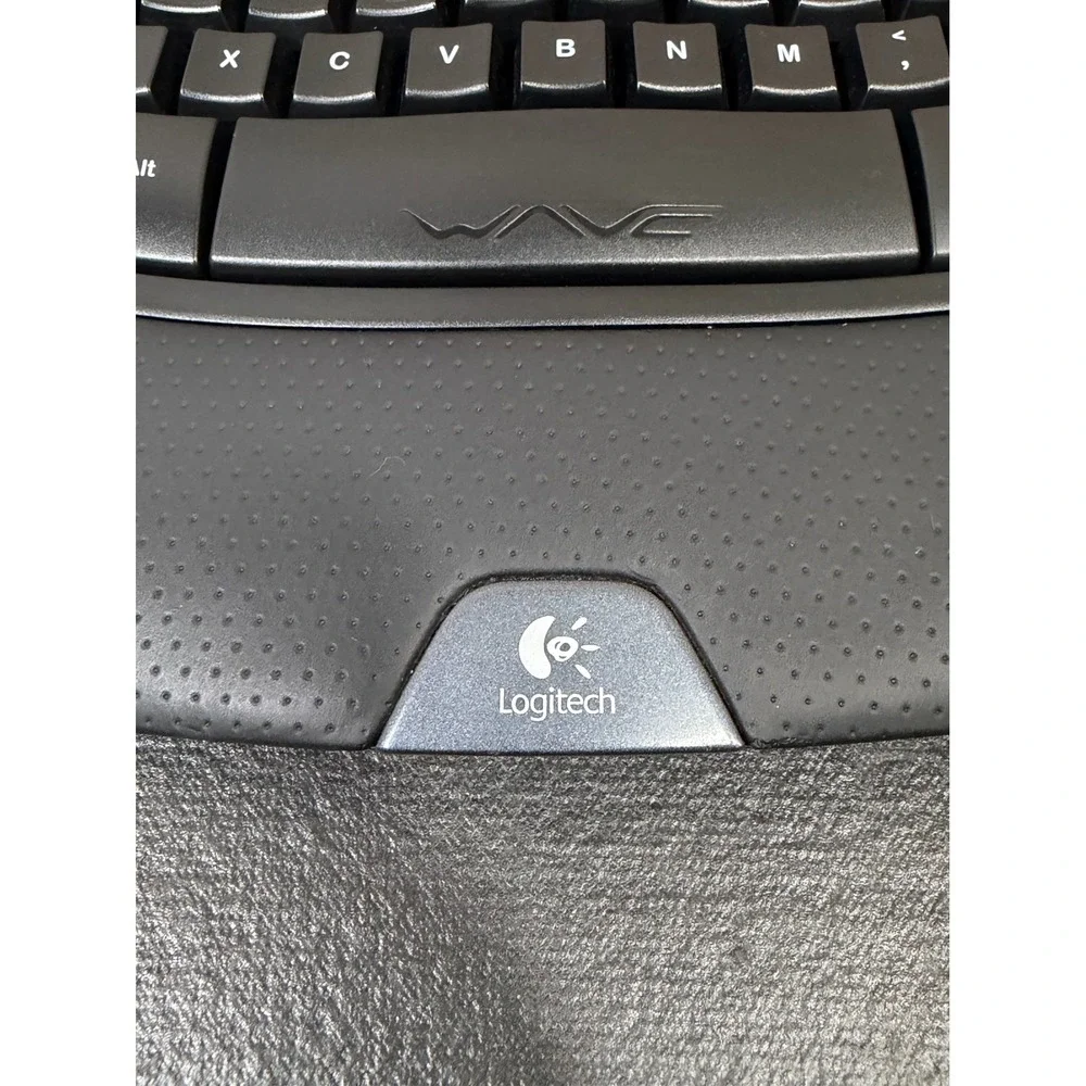 Logitech K350 Wireless Wave Keyboard Black Ergonomic Full Size Media Keys Dongle